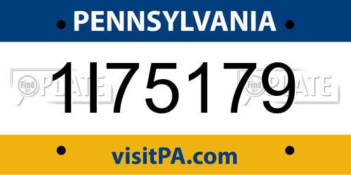 1I75179 Pennsylvania License Plate