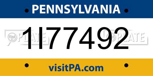 1I77492 Pennsylvania License Plate