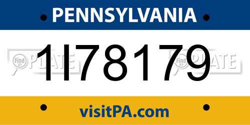 1I78179 Pennsylvania License Plate