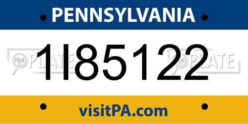 1I85122 Pennsylvania License Plate