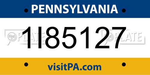 1I85127 Pennsylvania License Plate
