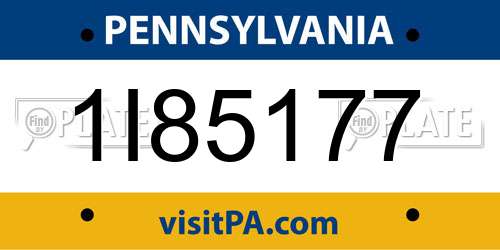 1I85177 Pennsylvania License Plate