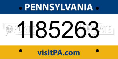 1I85263 Pennsylvania License Plate