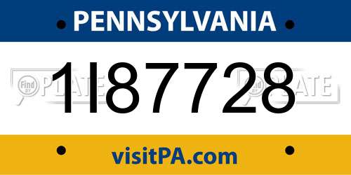 1I87728 Pennsylvania License Plate