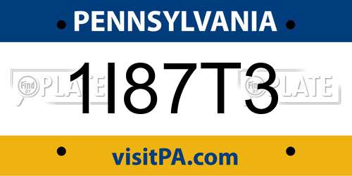 1I87T3 Pennsylvania License Plate