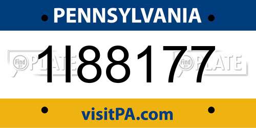 1I88177 Pennsylvania License Plate