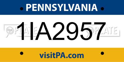1IA2957 Pennsylvania License Plate