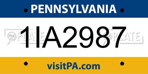 1IA2987 Pennsylvania License Plate