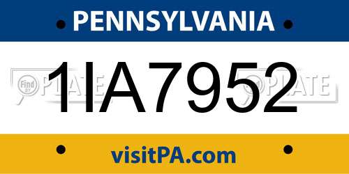 1IA7952 Pennsylvania License Plate
