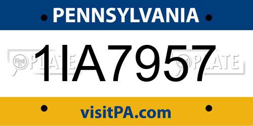 1IA7957 Pennsylvania License Plate