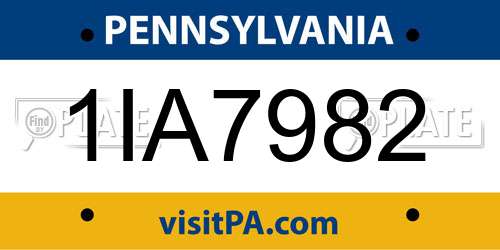1IA7982 Pennsylvania License Plate