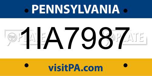 1IA7987 Pennsylvania License Plate
