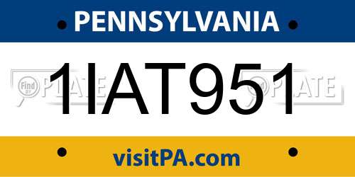 1IAT951 Pennsylvania License Plate