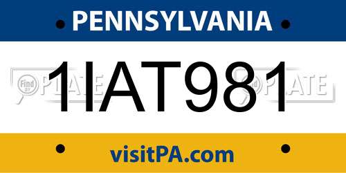 1IAT981 Pennsylvania License Plate