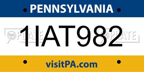 1IAT982 Pennsylvania License Plate