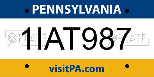 1IAT987 Pennsylvania License Plate