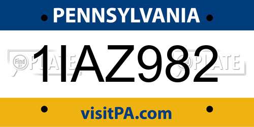 1IAZ982 Pennsylvania License Plate
