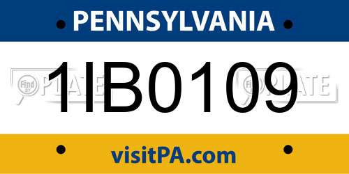 1IB0109 Pennsylvania License Plate