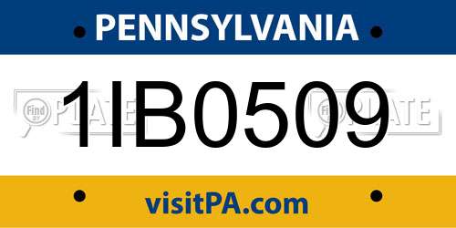 1IB0509 Pennsylvania License Plate