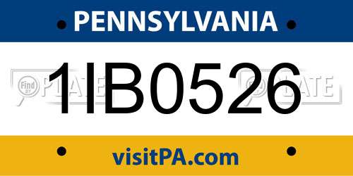 1IB0526 Pennsylvania License Plate