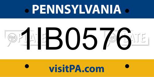 1IB0576 Pennsylvania License Plate