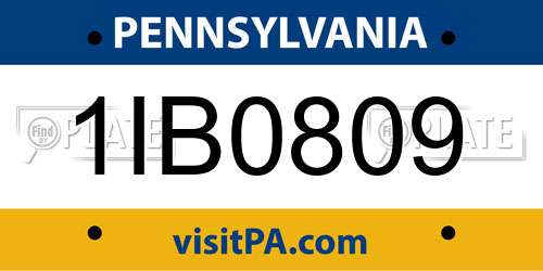 1IB0809 Pennsylvania License Plate