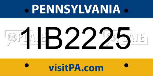 1IB2225 Pennsylvania License Plate