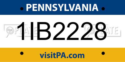 1IB2228 Pennsylvania License Plate