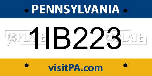 1IB223 Pennsylvania License Plate