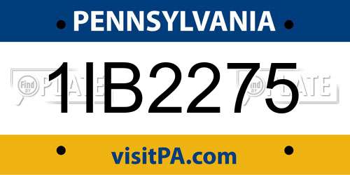 1IB2275 Pennsylvania License Plate