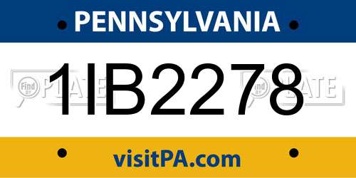 1IB2278 Pennsylvania License Plate