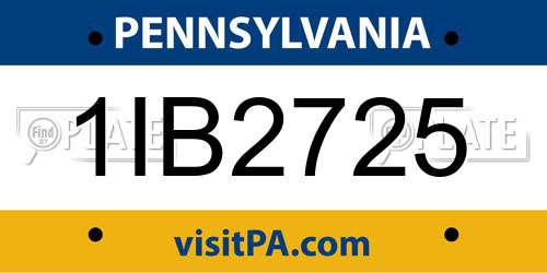 1IB2725 Pennsylvania License Plate