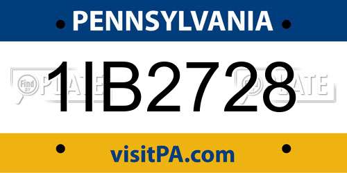 1IB2728 Pennsylvania License Plate