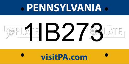 1IB273 Pennsylvania License Plate