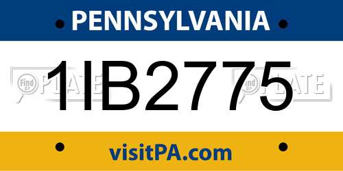 1IB2775 Pennsylvania License Plate