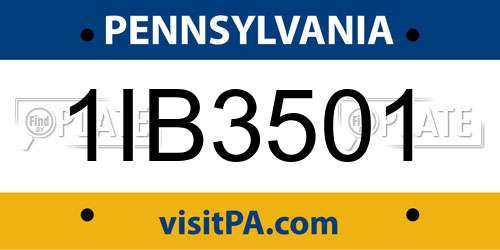 1IB3501 Pennsylvania License Plate