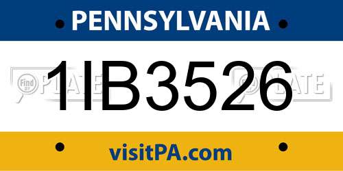1IB3526 Pennsylvania License Plate