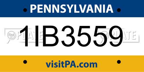 1IB3559 Pennsylvania License Plate