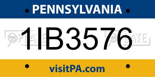1IB3576 Pennsylvania License Plate