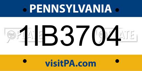 1IB3704 Pennsylvania License Plate