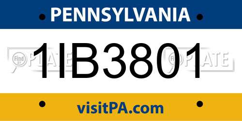 1IB3801 Pennsylvania License Plate