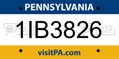 1IB3826 Pennsylvania License Plate