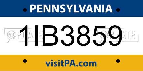 1IB3859 Pennsylvania License Plate