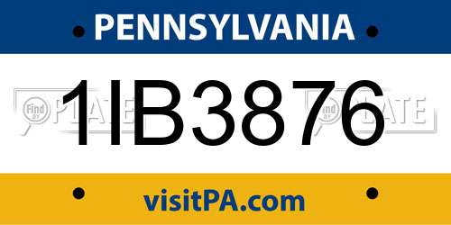 1IB3876 Pennsylvania License Plate