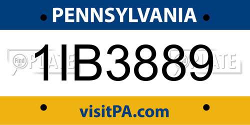 1IB3889 Pennsylvania License Plate