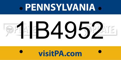 1IB4952 Pennsylvania License Plate