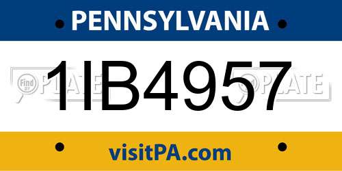 1IB4957 Pennsylvania License Plate