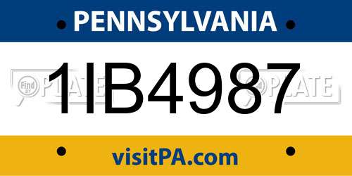 1IB4987 Pennsylvania License Plate