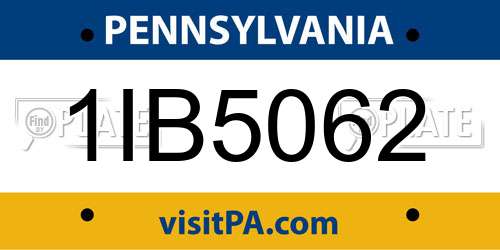 1IB5062 Pennsylvania License Plate