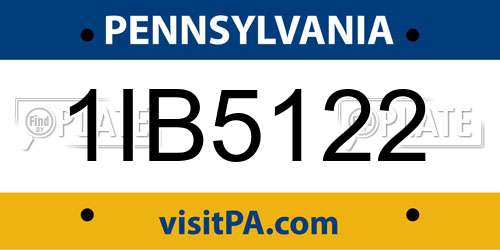 1IB5122 Pennsylvania License Plate